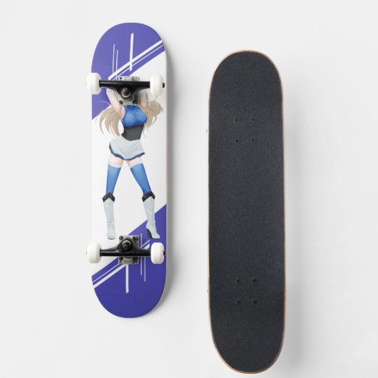 旗で服を着るエストニアのマンガの女の子 スケートボード (正面)