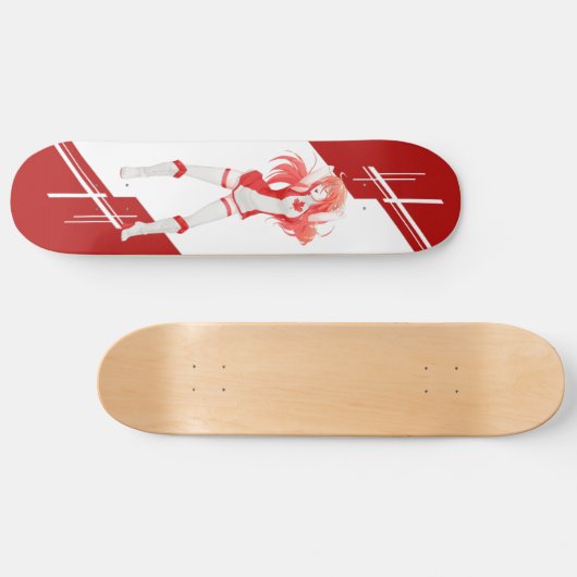 旗で服を着るカナダのマンガの日本製アニメの女の子 スケートボード (横)