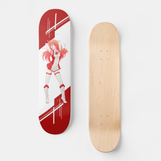 旗で服を着るカナダのマンガの日本製アニメの女の子 スケートボード (正面)