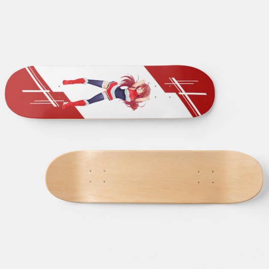 旗で服を着るタイのマンガの日本製アニメの女の子 スケートボード (横)