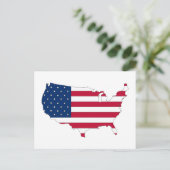 旗で満ちている米国の輪郭の地図 ポストカード (スタンド正面)