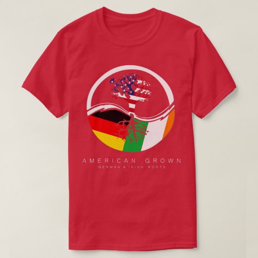 旗で育ったアイルランドのドイツのルーツ・アメリカ人 Tシャツ (デザイン正面)