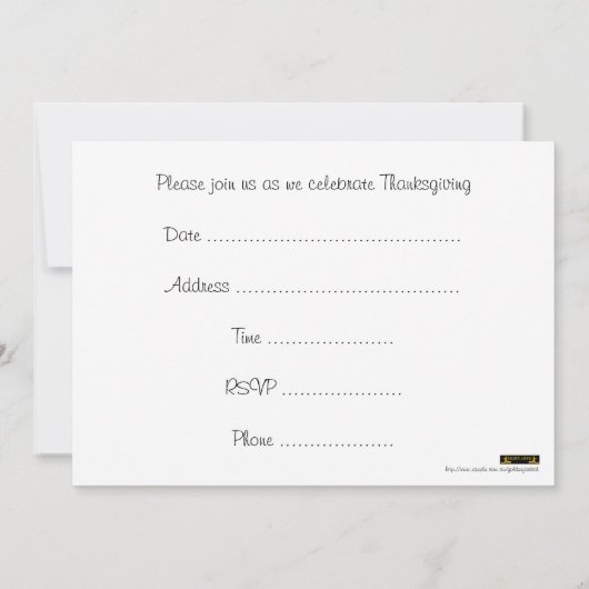 旗とトルコのあるハッピーサンクスギビングカナダ 招待状 (裏面)