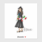 旗と卒業証書を持つラテンアメリカ系女性 シール (シート)