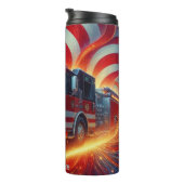 旗と炎のある消防士 タンブラー (回転右)