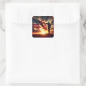 旗に敬礼するアメリカの兵士 スクエアシール (バッグ)