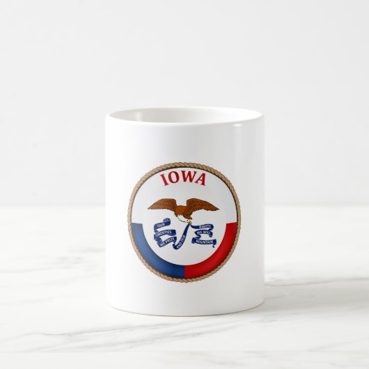 旗のシールアイオワ州 コーヒーマグカップ (中央)