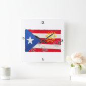 旗のタイノ人たち スクエア壁時計 (ホーム)