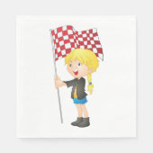 旗のナプキンを持市松模様にっている女の子 スタンダードランチョンナプキン (正面)