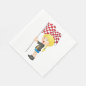 旗のナプキンを持市松模様にっている女の子 スタンダードランチョンナプキン (角)