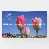 旗のナース週の感謝を常に最初に看護すること 横断幕 (横)