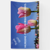 旗のナース週の感謝を常に最初に看護すること 横断幕 (縦)