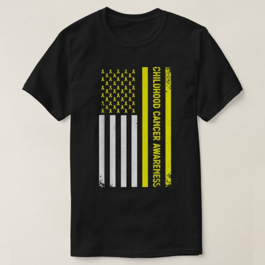 旗のリボン,小児癌認識度3459 Tシャツ (デザイン正面)