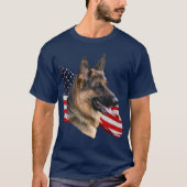 旗のワイシャツとheadstudyジャーマン・シェパード犬 tシャツ (正面)