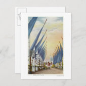 旗の並木道の眺め、1934年ワールドフェア ポストカード (正面/裏面)