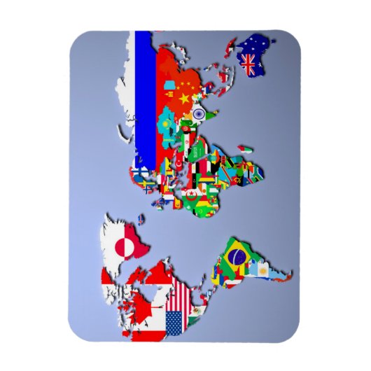 旗の付いた世界地図 マグネット (縦)