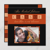 旗の卒業の招待状の発表(オレンジ) 招待状 (正面/裏面)