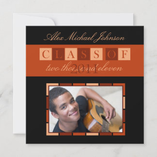 旗の卒業の招待状の発表(オレンジ) 招待状