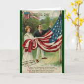 旗の揚げメモリアルデー カード (黄色い花)