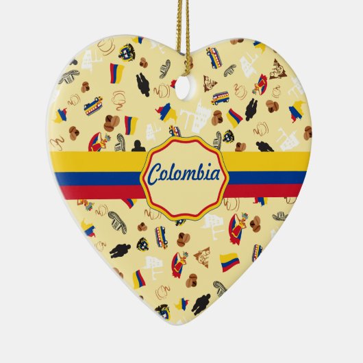 旗の旗が付いているコロンビアの有名なアイコン セラミックオーナメント (右)