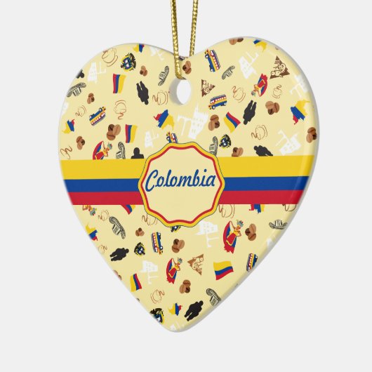 旗の旗が付いているコロンビアの有名なアイコン セラミックオーナメント (左)