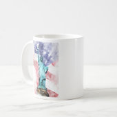 旗の水彩自由の女神 コーヒーマグカップ (正面左)