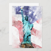 旗の水彩自由の女神 サンキューカード (正面/裏面)