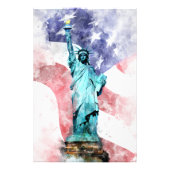 旗の水彩自由の女神 フォトプリント            (正面)