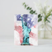 旗の水彩自由の女神 ポストカード (スタンド正面)