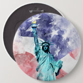 旗の水彩自由の女神 缶バッジ (正面&裏面)