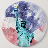 旗の水彩自由の女神 缶バッジ (正面)