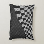 旗の波のプリントの競争のようなカーボン繊維 アクセントクッション (裏面(縦))