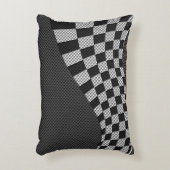 旗の波のプリントの競争のようなカーボン繊維 アクセントクッション (正面(垂直))