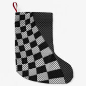 旗の波のプリントの競争のようなカーボン繊維 スモールクリスマスストッキング (正面)