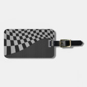 旗の波の装飾を競争させるカーボン繊維のスタイル ラゲッジタグ (正面横)