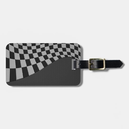 旗の波の装飾を競争させるカーボン繊維のスタイル ラゲッジタグ (正面横)