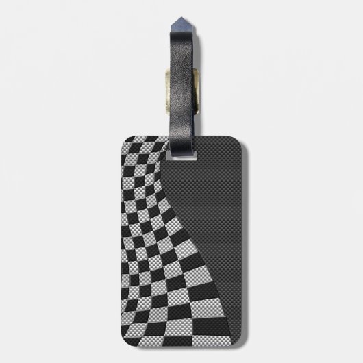 旗の波の装飾を競争させるカーボン繊維のスタイル ラゲッジタグ (裏面縦)