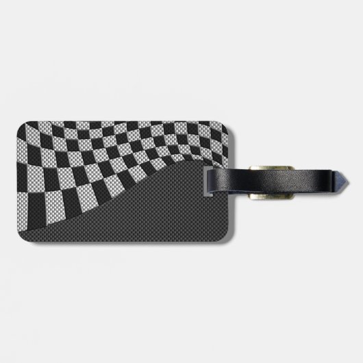 旗の波の装飾を競争させるカーボン繊維のスタイル ラゲッジタグ (裏面横)