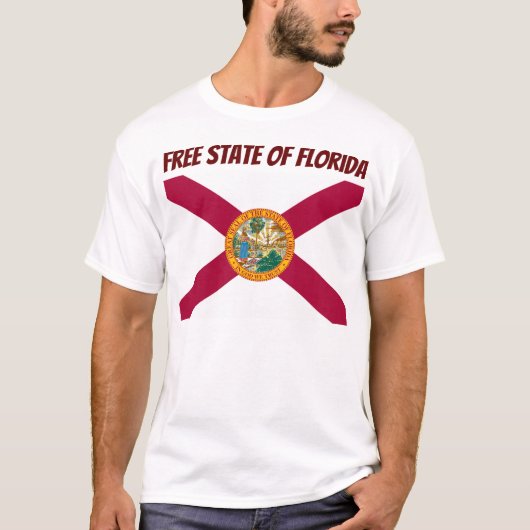 旗の男のシャツの床の自由州 Tシャツ (正面)