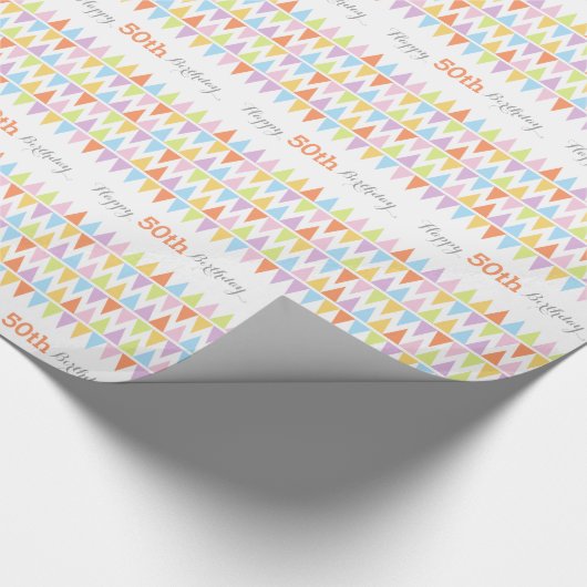 旗の白い誕生日の年齢50回の包パターン(の模様が)あるみ ラッピングペーパー (角)