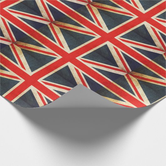 旗の英国国旗のグランジなイギリスの優れた包装紙 ラッピングペーパー (角)