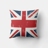旗の英国国旗の動揺してでグランジなイギリスの古い一見 クッション (裏面)