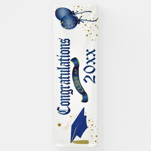 旗の青い卒業のクラス 横断幕 (縦)