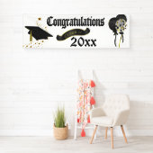 旗の黒および金ゴールドの卒業のクラス 横断幕 (インサイチュ)