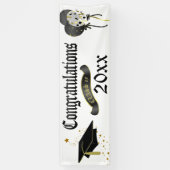 旗の黒および金ゴールドの卒業のクラス 横断幕 (縦)