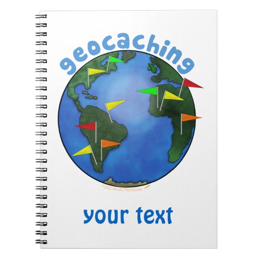 旗のGeocachingのカスタムの青い地球 ノートブック (正面)