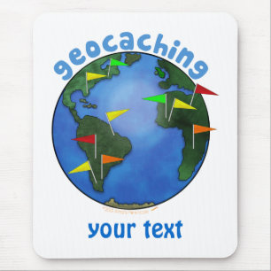 旗のGeocachingのカスタムの青い地球 マウスパッド