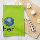 旗のGeocachingのカスタムのGeocacherの地球 キッチンタオル (四つ折り)