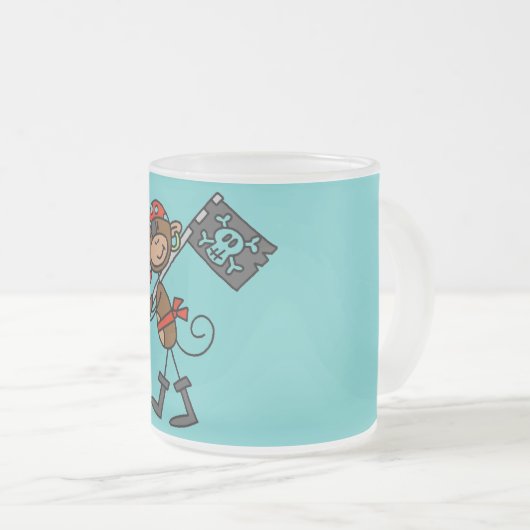 旗のTシャツおよびギフトを持つ猿の海賊 フロストグラスマグカップ (正面右)