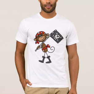 旗のTシャツおよびギフトを持つ猿の海賊 Tシャツ